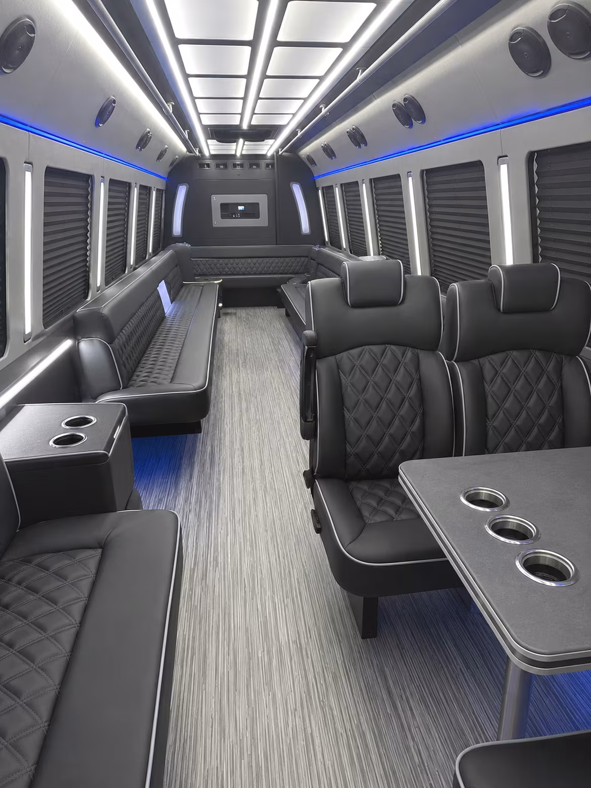 macon 25 passenger party bus inside